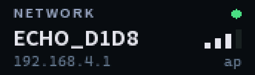 The network band of the droid's screen, showing ECHO_D1D8 above the address 192.168.4.1.