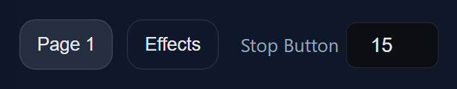 A tab row showing only Page 1 and Effects, next to the Stop Button box.